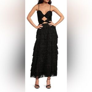 Elegant Black Tiered Evening Dress